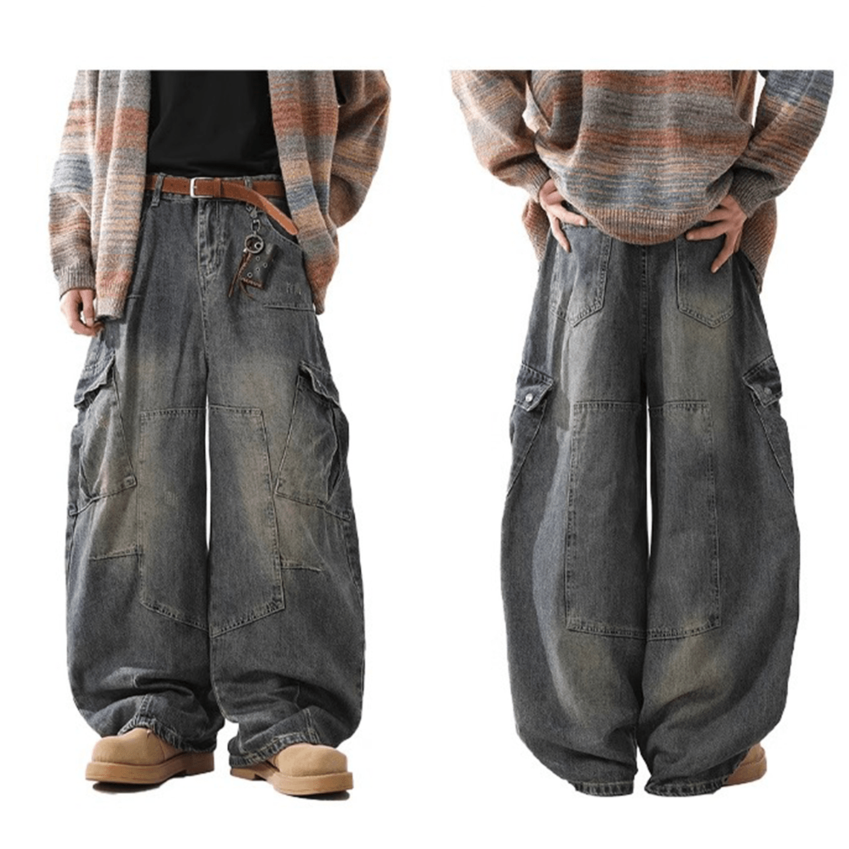 The Founder Jean - Elevated Agenda The Founder JeanHeavyweight Multi-Pocket Washed Vintage Loose Jean Dark Blue S