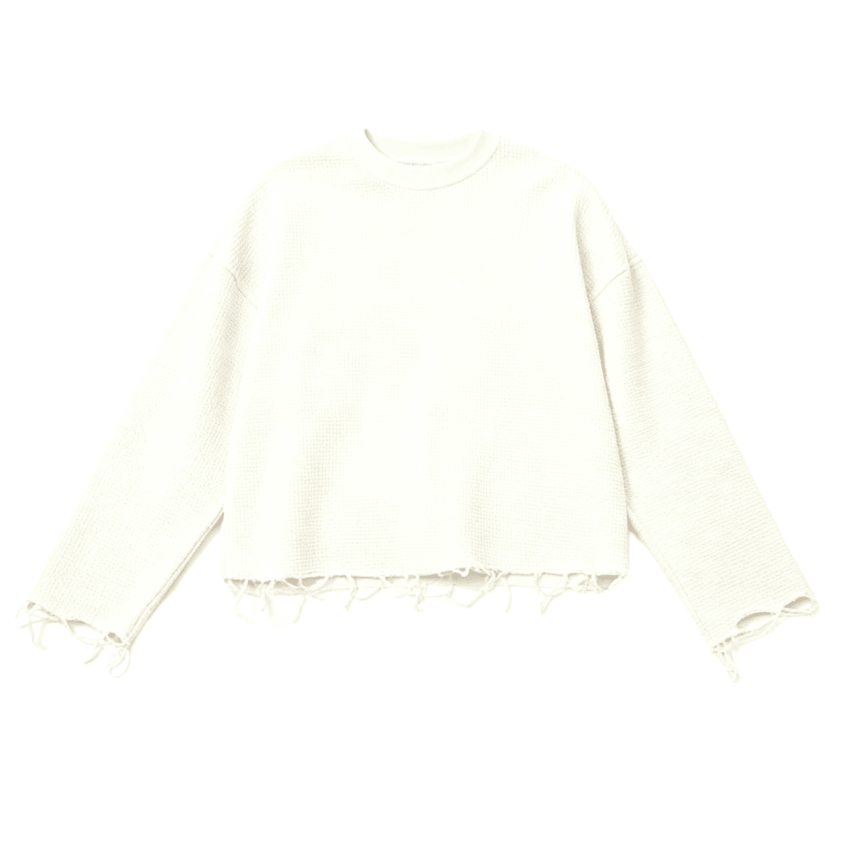 THE HIVE Cropped Long Sleeve Shirt(290G) - Elevated Agenda THE HIVE Cropped Long Sleeve Shirt(290G)Unisex Waffle Cropped Long Sleeve Shirt(290G) White XS