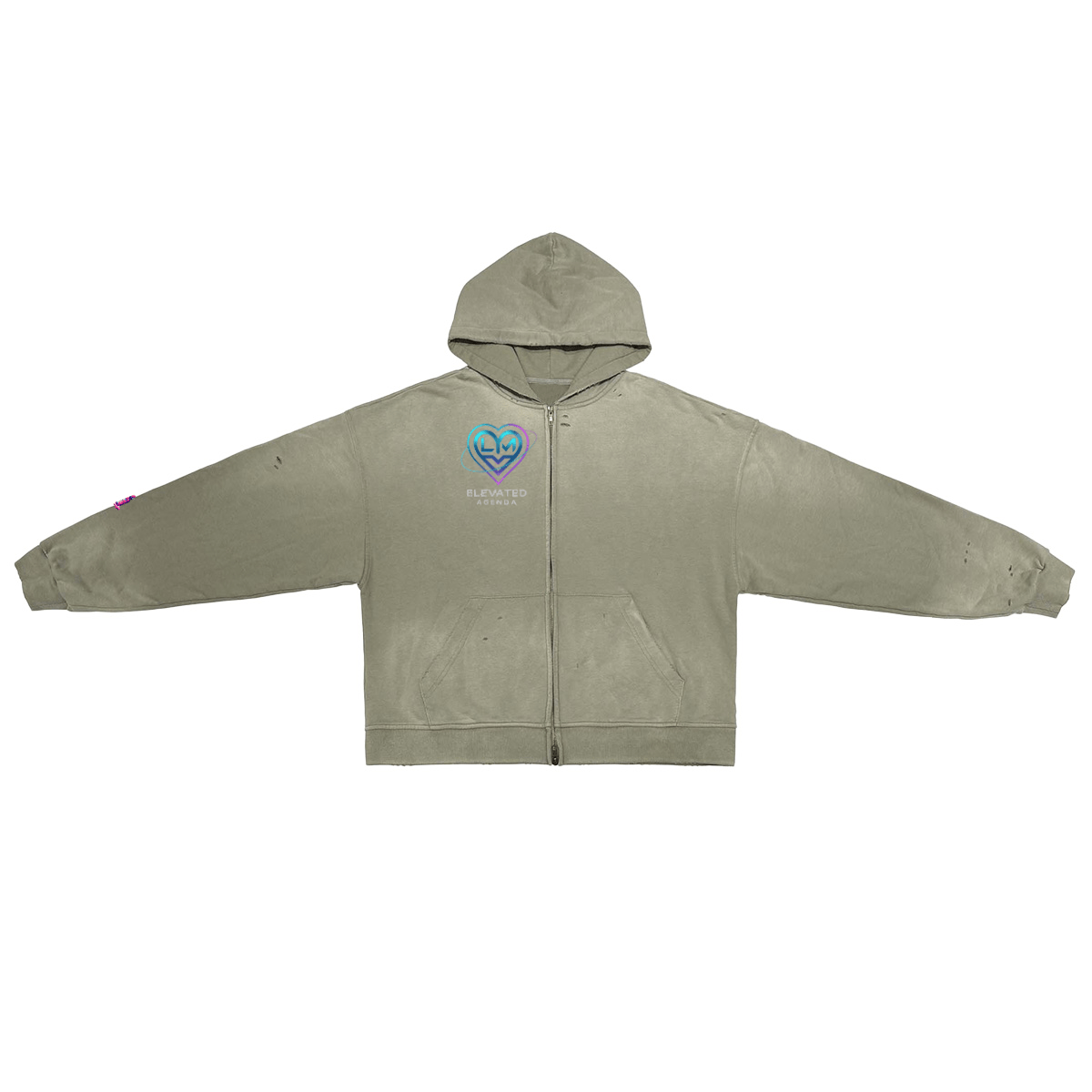 LOVE LIFTED Zip - Up Hoodie(420GSM) - Elevated Agenda LOVE LIFTED Zip - Up Hoodie(420GSM)Unisex Washed Distressed Dystopian Streetwear Zip-Up Hoodie(420GSM) Black S