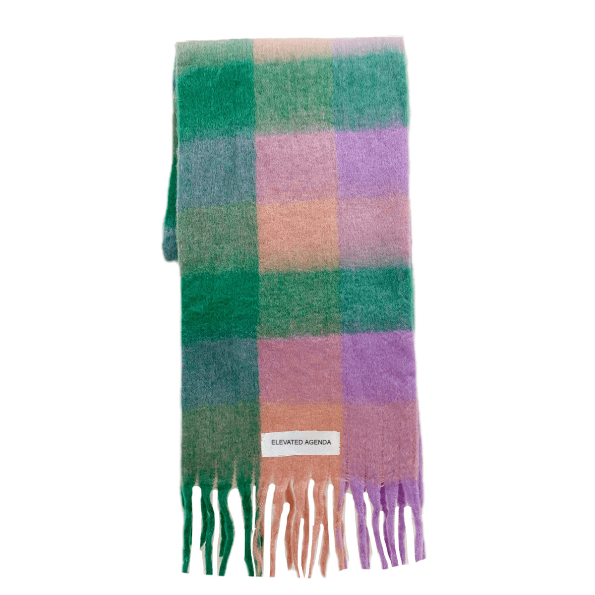 Imitation Cashmere Tassel Rainbow Scarf - Elevated Agenda Imitation Cashmere Tassel Rainbow ScarfImitation Cashmere Tassel Rainbow Scarf Pink and green 220cm