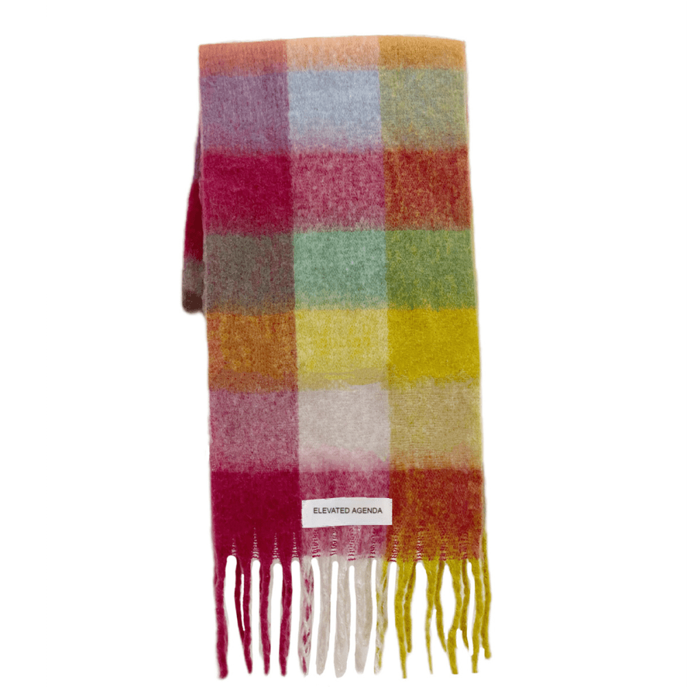 Imitation Cashmere Tassel Rainbow Scarf - Elevated Agenda Imitation Cashmere Tassel Rainbow ScarfImitation Cashmere Tassel Rainbow Scarf Red and yellow 220cm