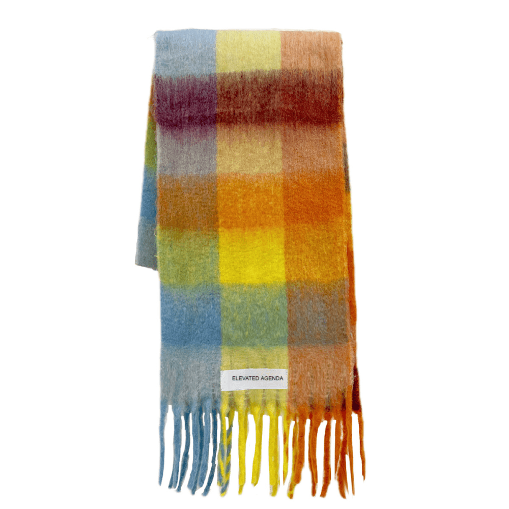 Imitation Cashmere Tassel Rainbow Scarf - Elevated Agenda Imitation Cashmere Tassel Rainbow ScarfImitation Cashmere Tassel Rainbow Scarf Orange and yellow 220cm