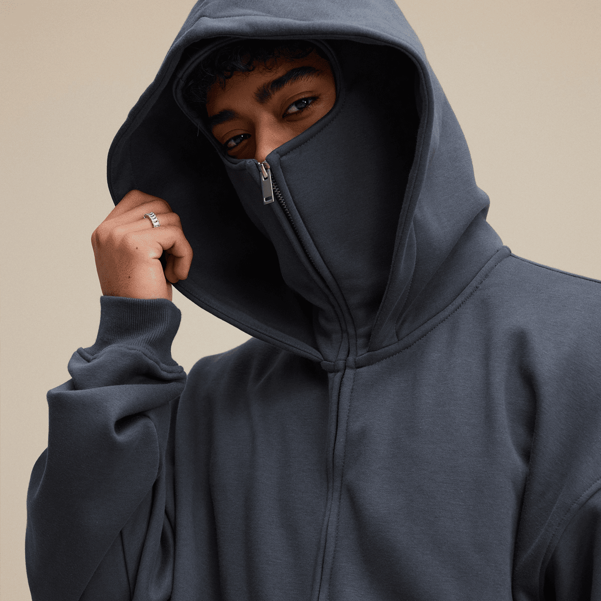 THE ARCHITECT Windproof Zip - up with Built - in Face Mask - Elevated Agenda THE ARCHITECT Windproof Zip - up with Built - in Face MaskWindproof Sports Zip-up Hoodie with Built-in Face Mask Dark Gray S