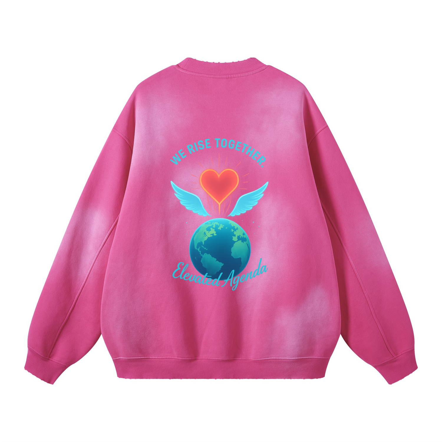 Round Neck Washed Distressed Ombre Heavyweight Sweatshirt(440GSM)