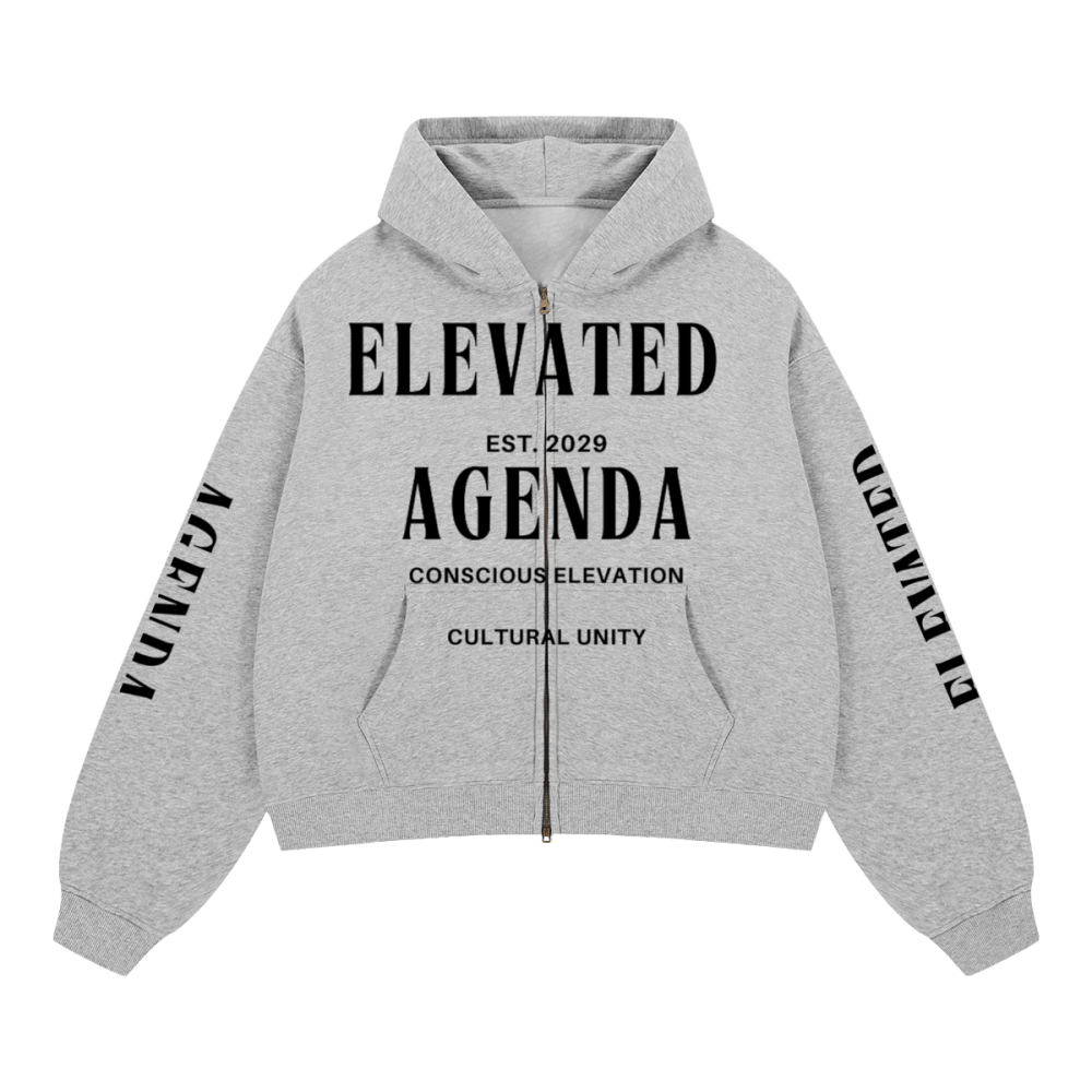 Unisex Boxy Cropped Fleece Zip-up Hoodie(380GSM)