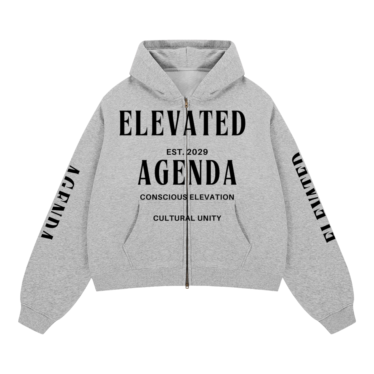 Unisex Boxy Cropped Fleece Zip-up Hoodie(380GSM)