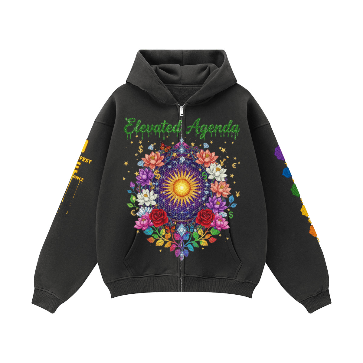 THE ASCENT ABUNDANCE HOODIE (380GSM) - Elevated Agenda THE ASCENT ABUNDANCE HOODIE (380GSM)Unisex Fleece Zip-up Hoodie(380GSM) Black S