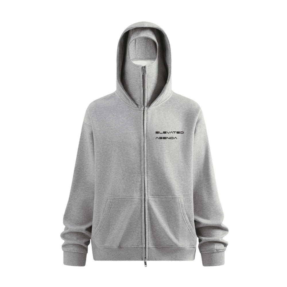 THE ARCHITECT Windproof Zip - up with Built - in Face Mask - Elevated Agenda THE ARCHITECT Windproof Zip - up with Built - in Face MaskWindproof Sports Zip-up Hoodie with Built-in Face Mask Heather Gray S