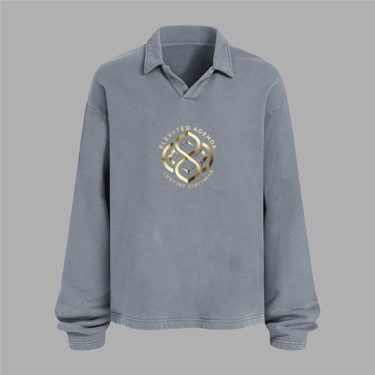 Unisex Washed Distressed French Terry Collared Oversized Long - Sleeve(380GSM) - Elevated AgendaUnisex Washed Distressed French Terry Collared Oversized Long - Sleeve(380GSM)Unisex Washed Distressed French Terry Collared Oversized Long-Sleeve(400GSM) Khaki Green S