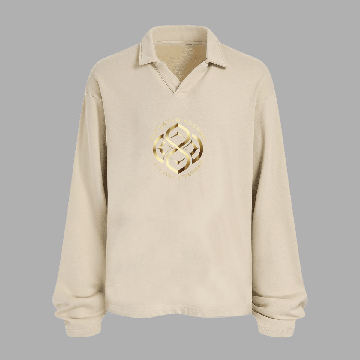 Unisex Washed Distressed French Terry Collared Oversized Long - Sleeve(380GSM) - Elevated AgendaUnisex Washed Distressed French Terry Collared Oversized Long - Sleeve(380GSM)Unisex Washed Distressed French Terry Collared Oversized Long-Sleeve(400GSM) Khaki Green S