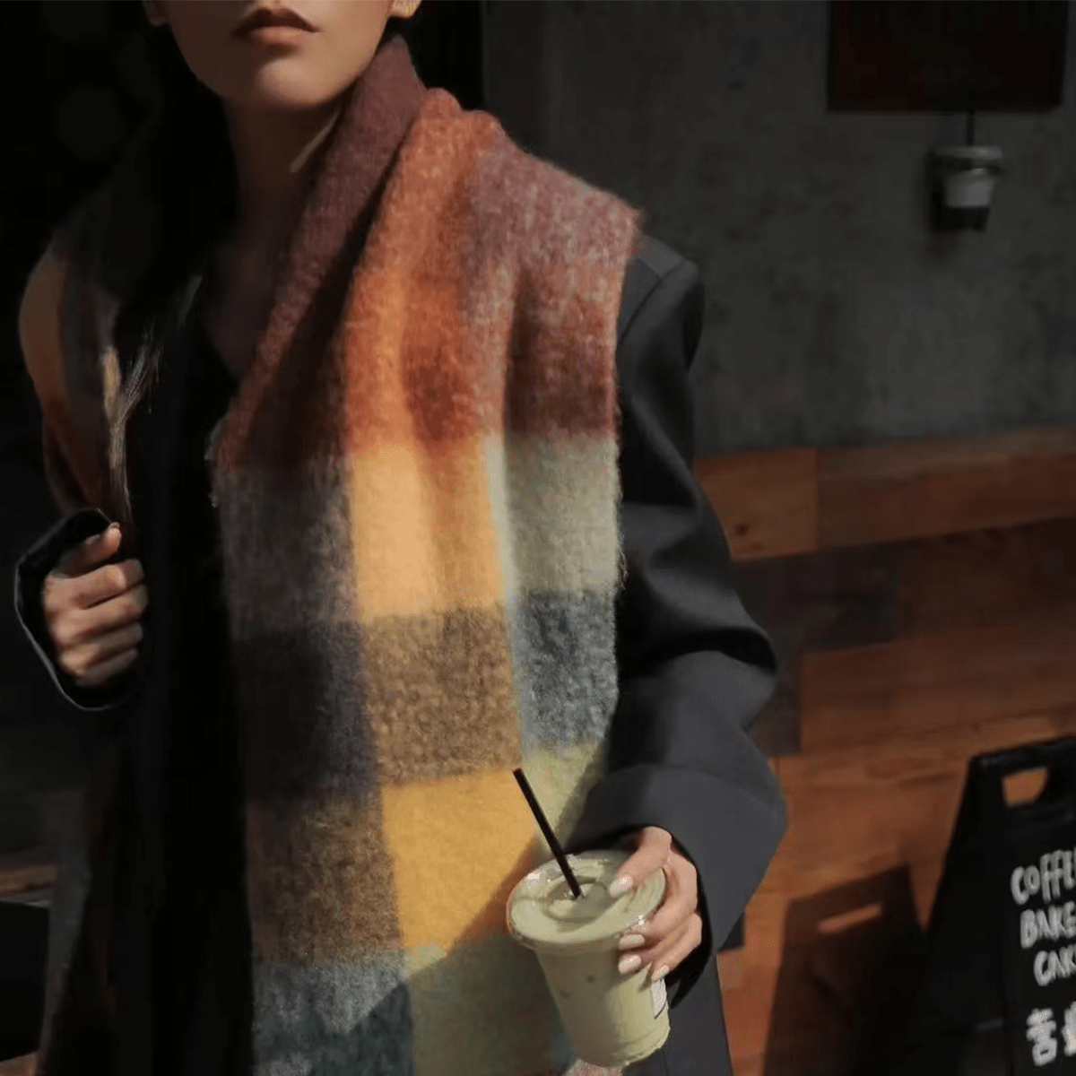 Imitation Cashmere Tassel Rainbow Scarf - Elevated Agenda Imitation Cashmere Tassel Rainbow ScarfImitation Cashmere Tassel Rainbow Scarf Pink and green 220cm