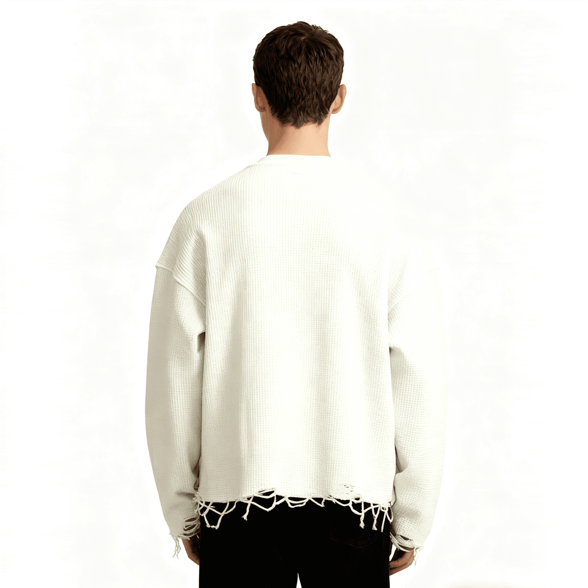 THE HIVE Cropped Long Sleeve Shirt(290G) - Elevated Agenda THE HIVE Cropped Long Sleeve Shirt(290G)Unisex Waffle Cropped Long Sleeve Shirt(290G) White XS