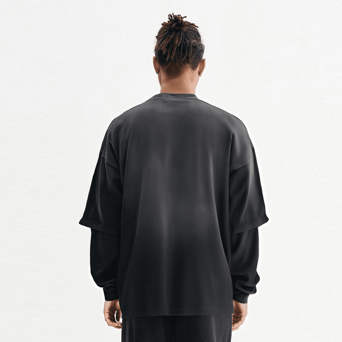 The Foundation Long - Sleeve(280GSM) - Elevated Agenda The Foundation Long - Sleeve(280GSM)Unisex Washed Vintage Double-gauze Long-sleeve T-shirt(280GSM) Black S