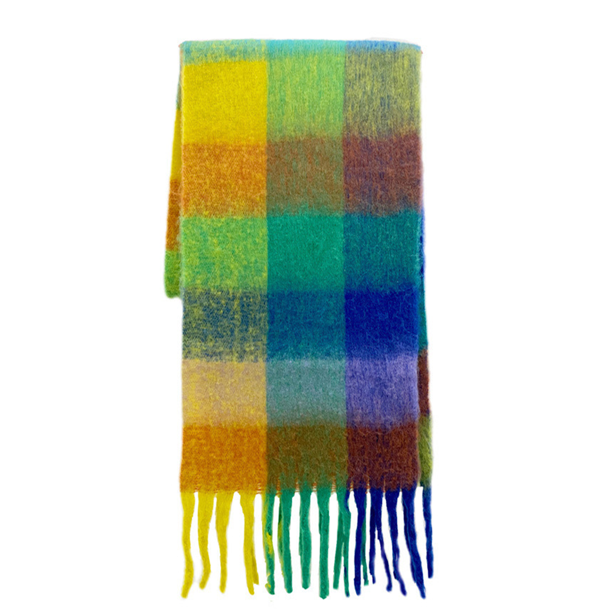 Imitation Cashmere Tassel Rainbow Scarf