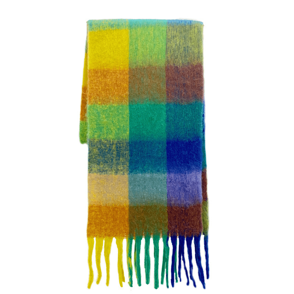 Imitation Cashmere Tassel Rainbow Scarf - Elevated Agenda Imitation Cashmere Tassel Rainbow ScarfImitation Cashmere Tassel Rainbow Scarf Pink and green 220cm