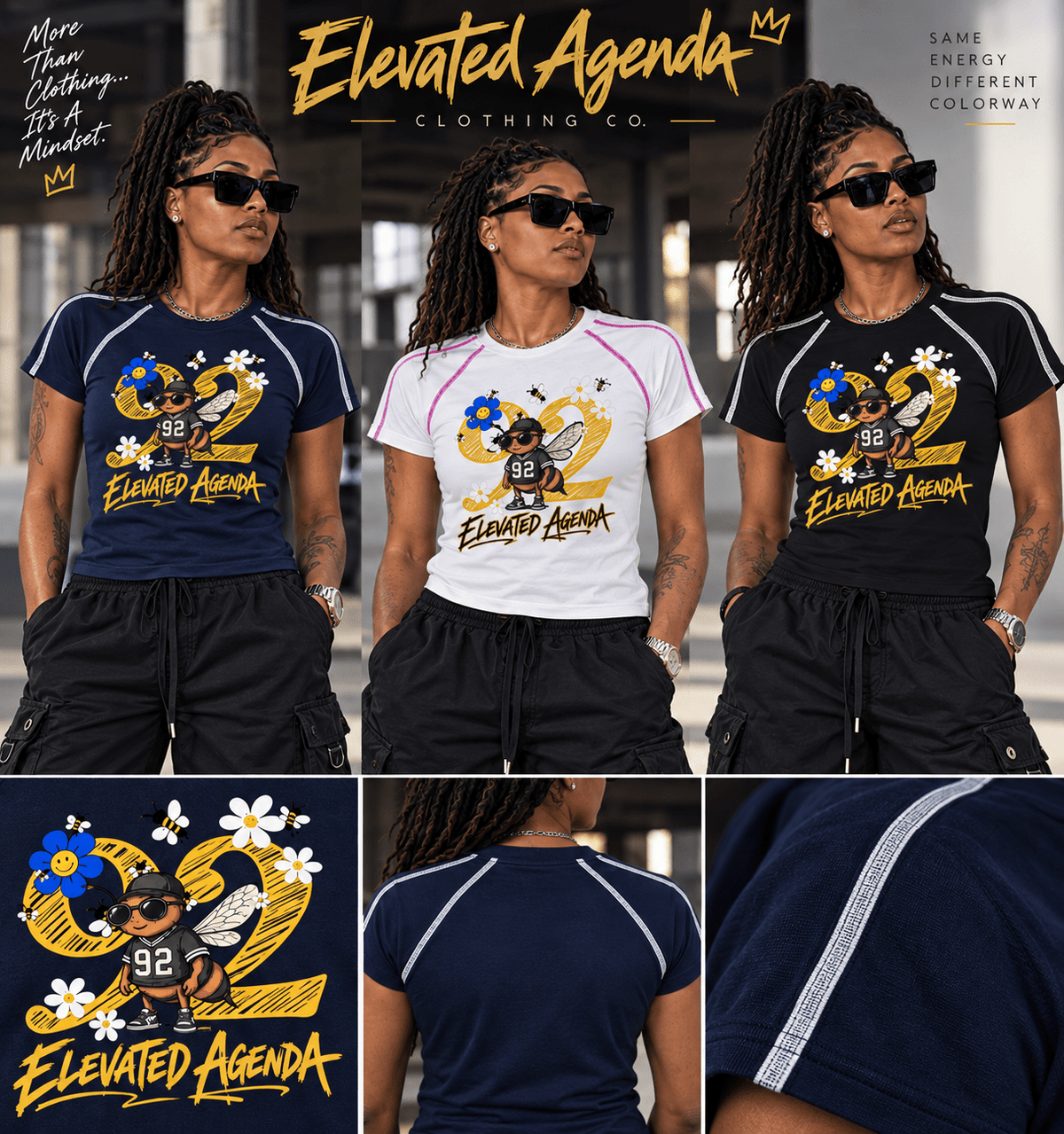Women's Vintage Raglan Baby Tee - Elevated AgendaWomen's Vintage Raglan Baby TeeWomen's Vintage Raglan Baby Tee Black S