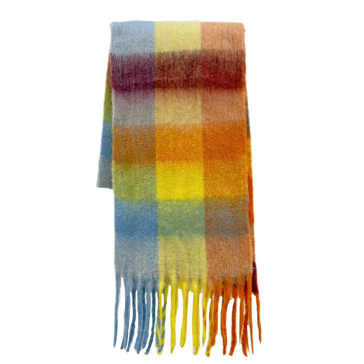 Imitation Cashmere Tassel Rainbow Scarf