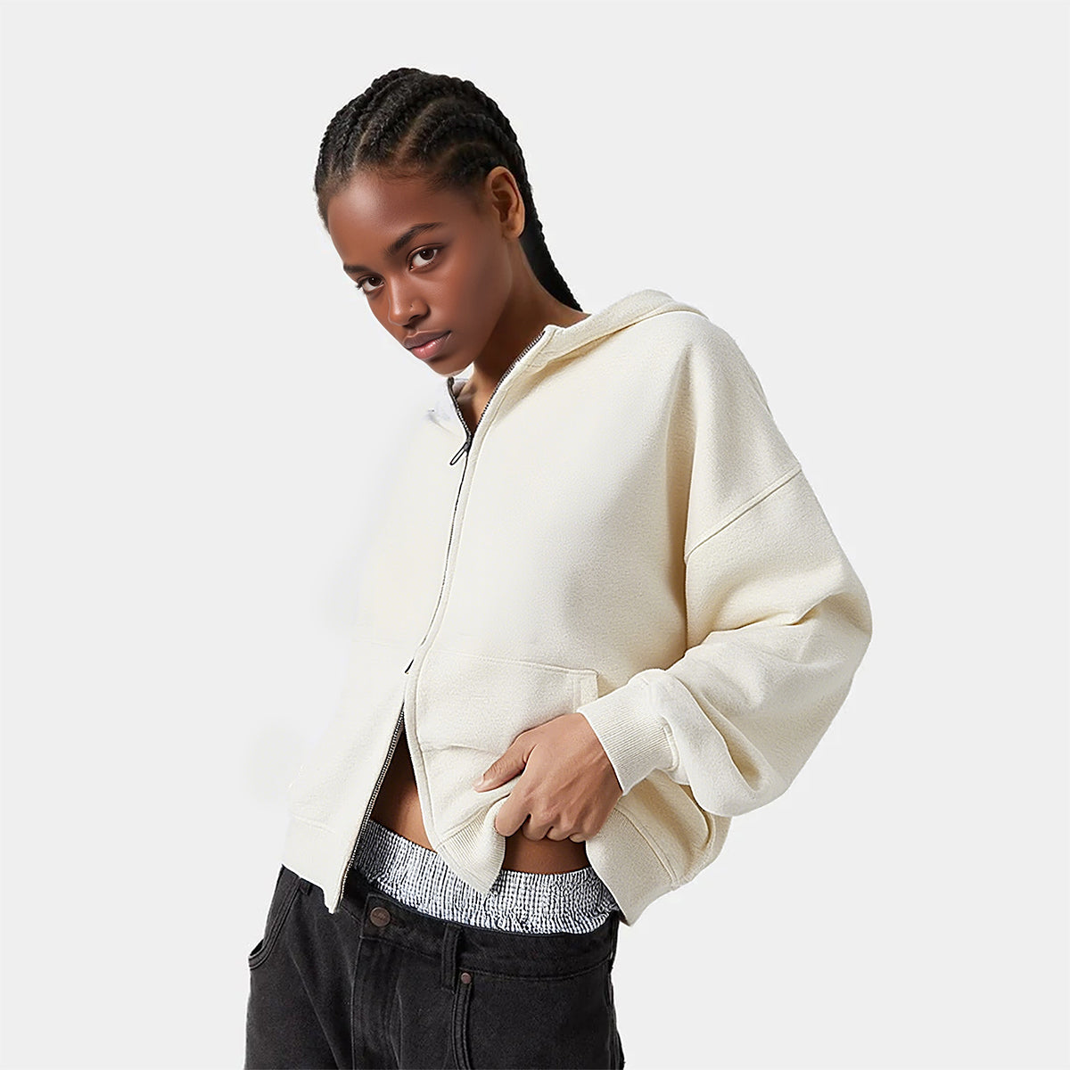 Unisex Cropped Double-Zip Hoodie (460 GSM)