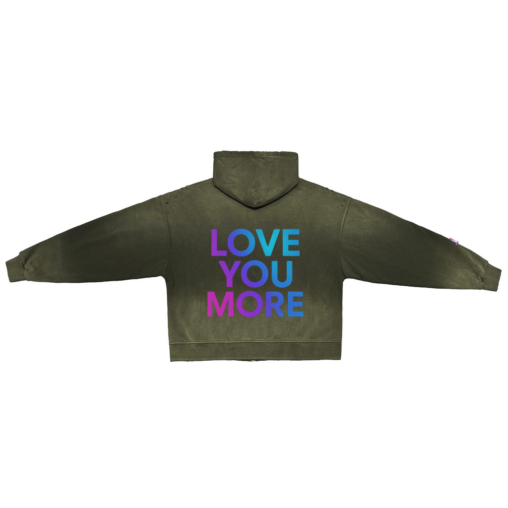 Unisex Washed Distressed Dystopian Streetwear Zip-Up Hoodie(420GSM)