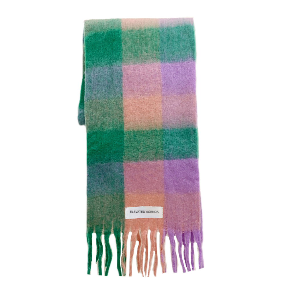 Imitation Cashmere Tassel Rainbow Scarf
