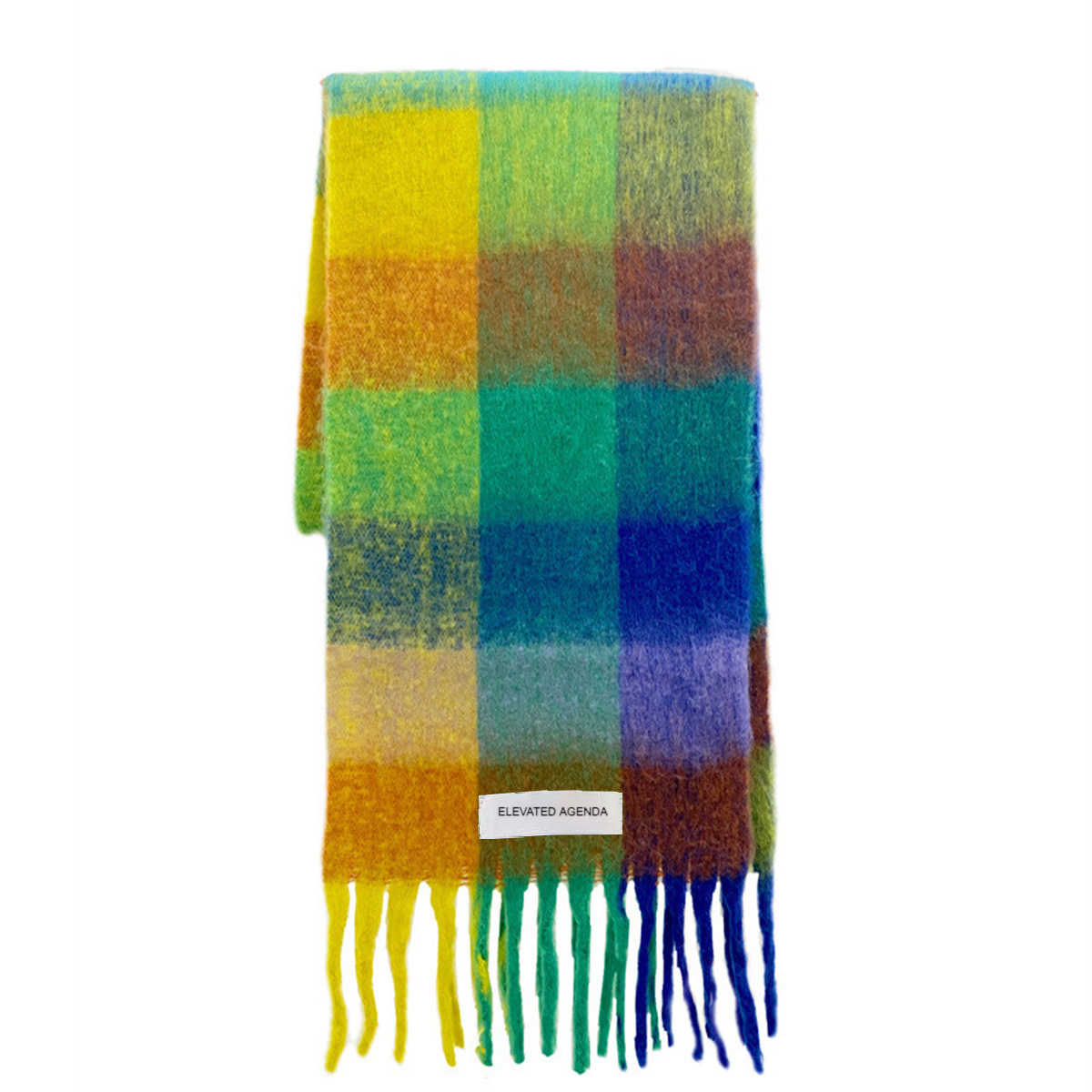 Imitation Cashmere Tassel Rainbow Scarf
