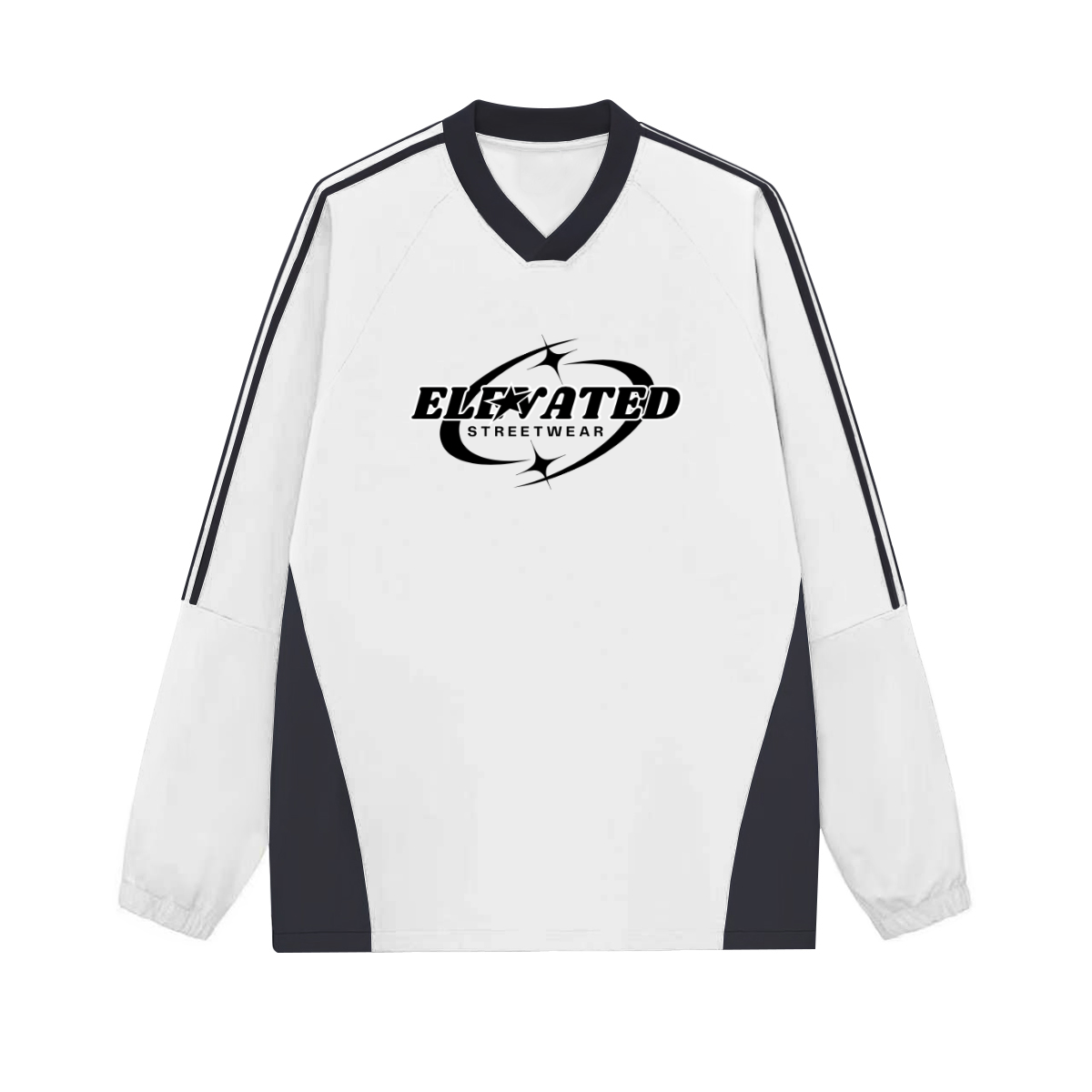 Colorblock V-neck Long Sleeve Shirt