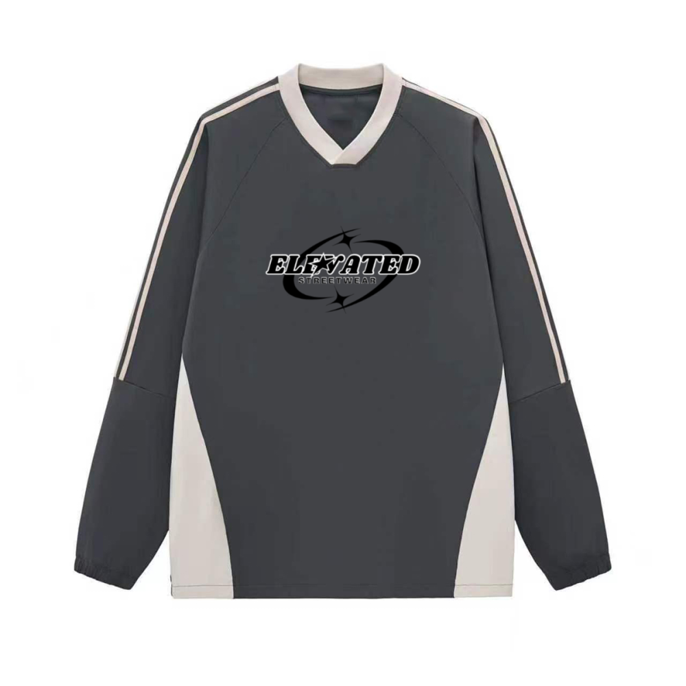 Colorblock V-neck Long Sleeve Shirt