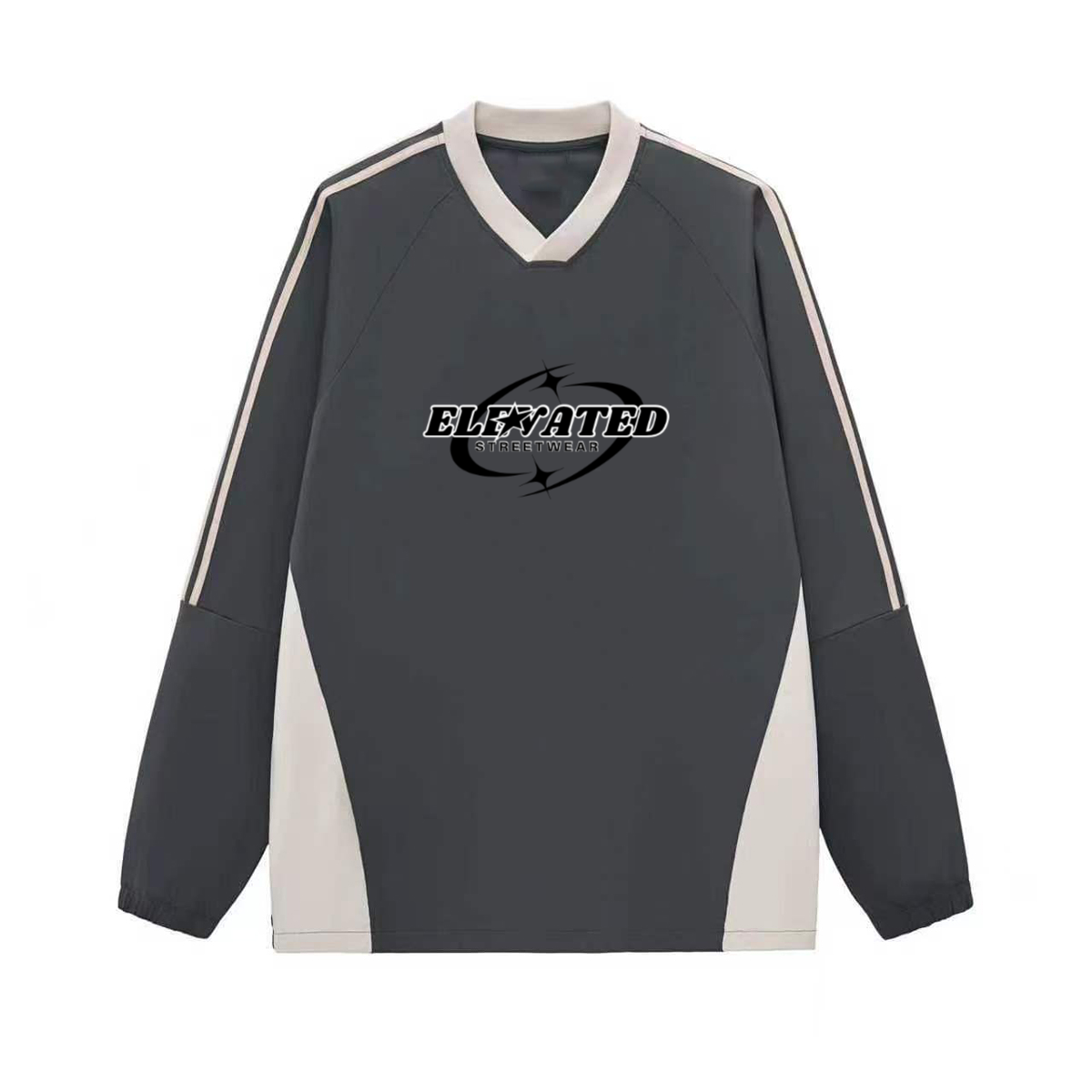 Colorblock V-neck Long Sleeve Shirt