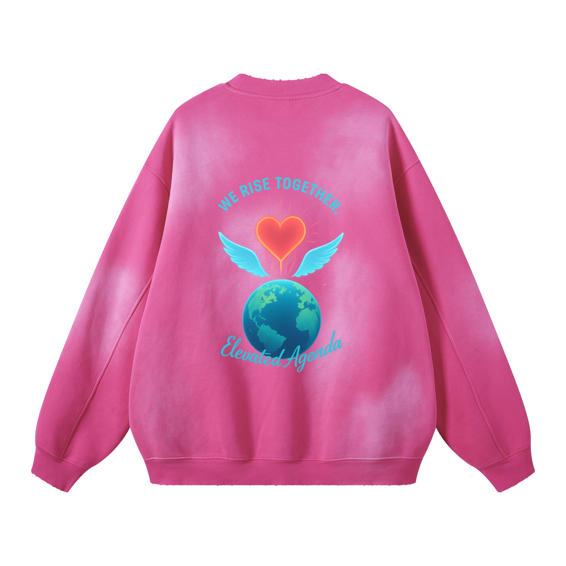 Round Neck Washed Distressed Ombre Heavyweight Sweatshirt(440GSM)