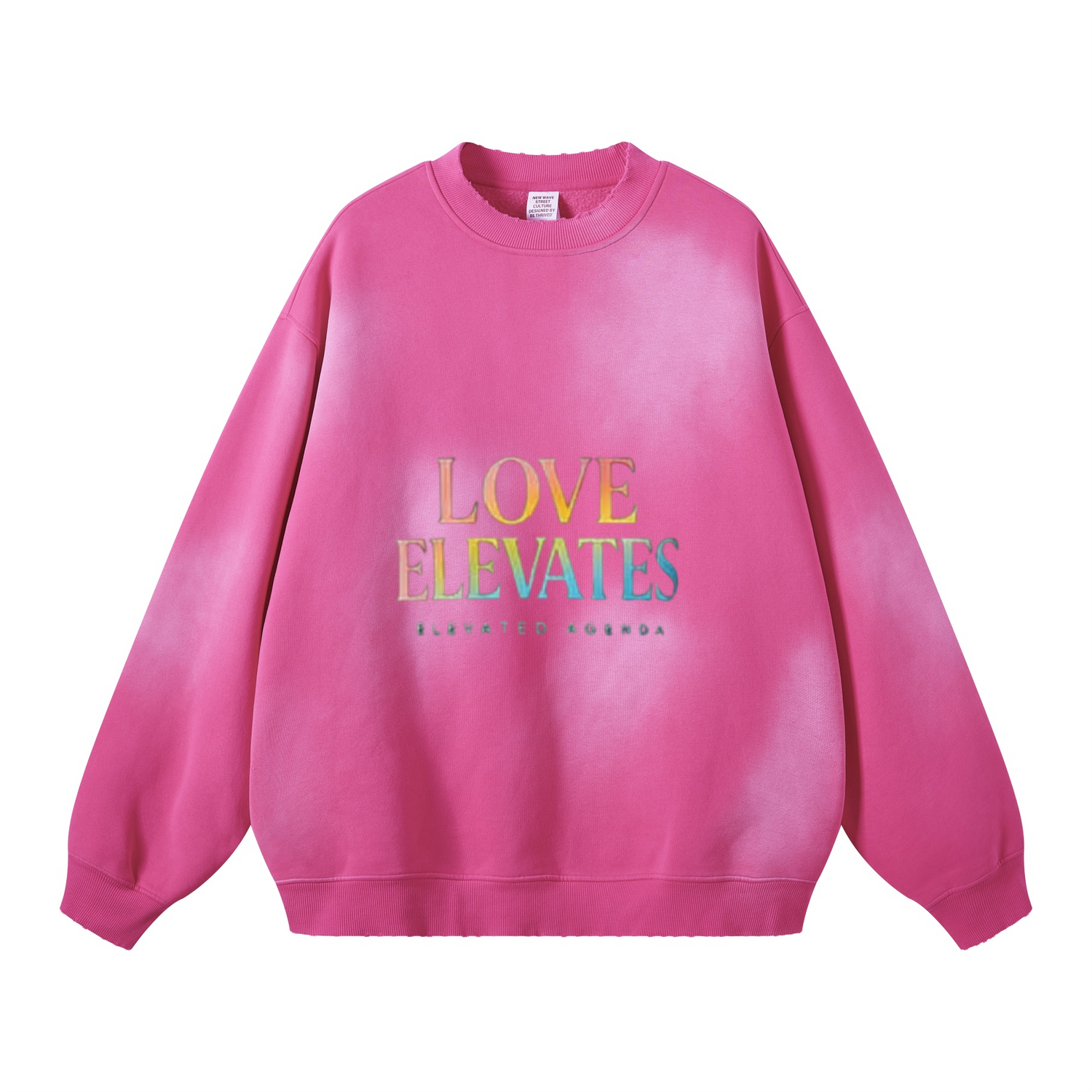 Round Neck Washed Distressed Ombre Heavyweight Sweatshirt(440GSM)