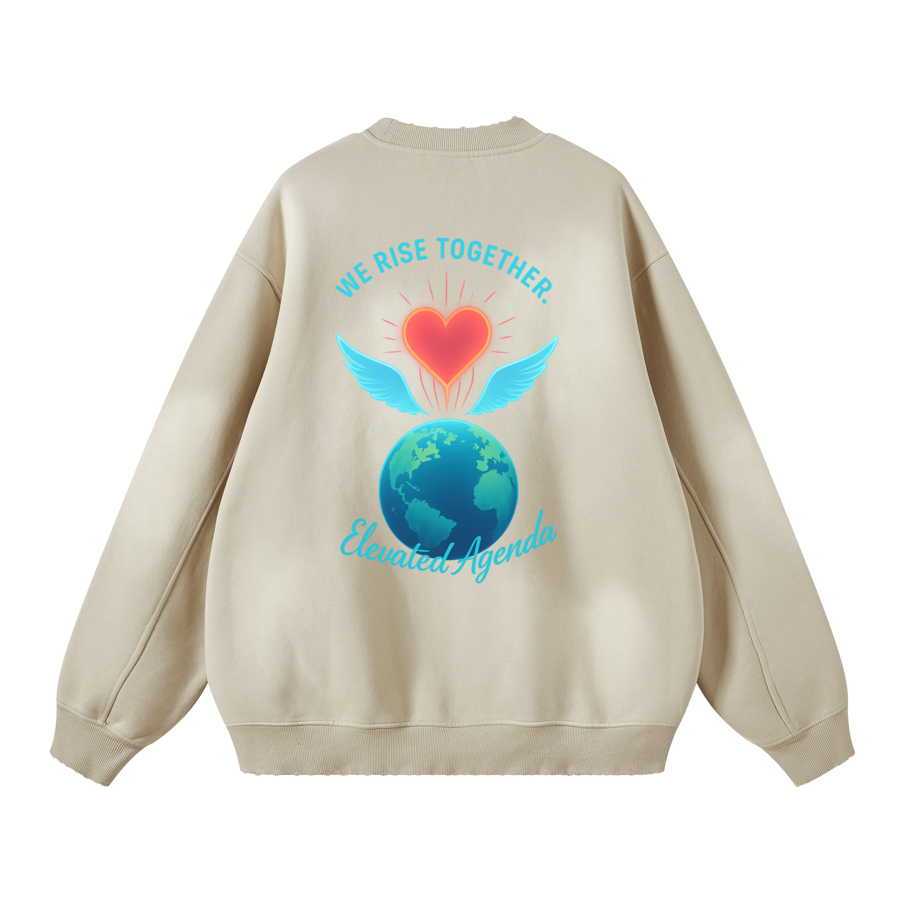 Round Neck Washed Distressed Ombre Heavyweight Sweatshirt(440GSM)