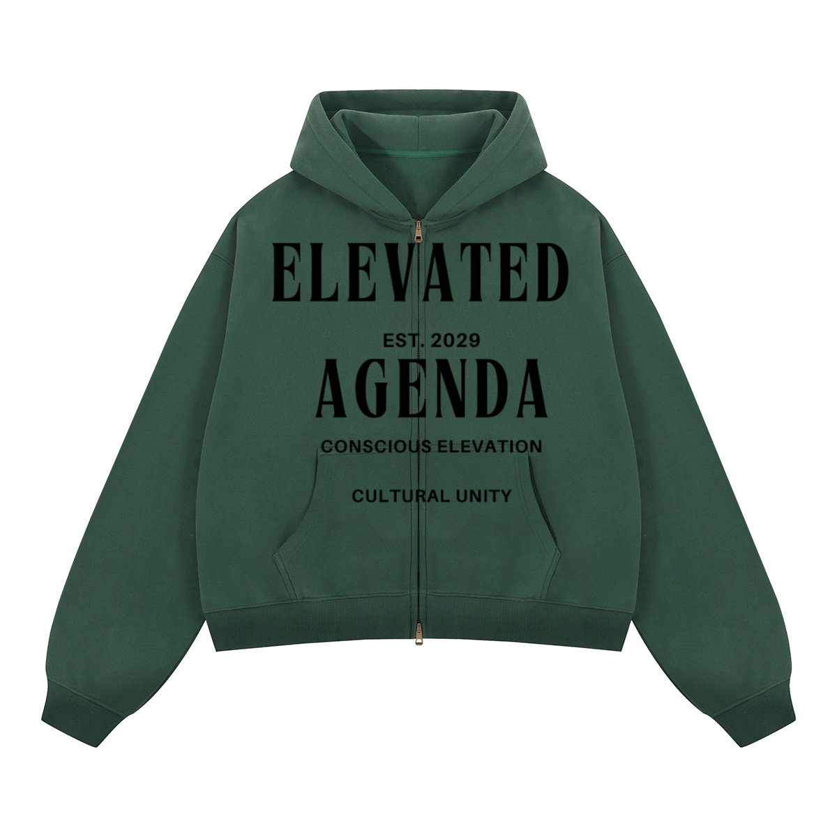 Unisex Boxy Cropped Fleece Zip-up Hoodie(380GSM)