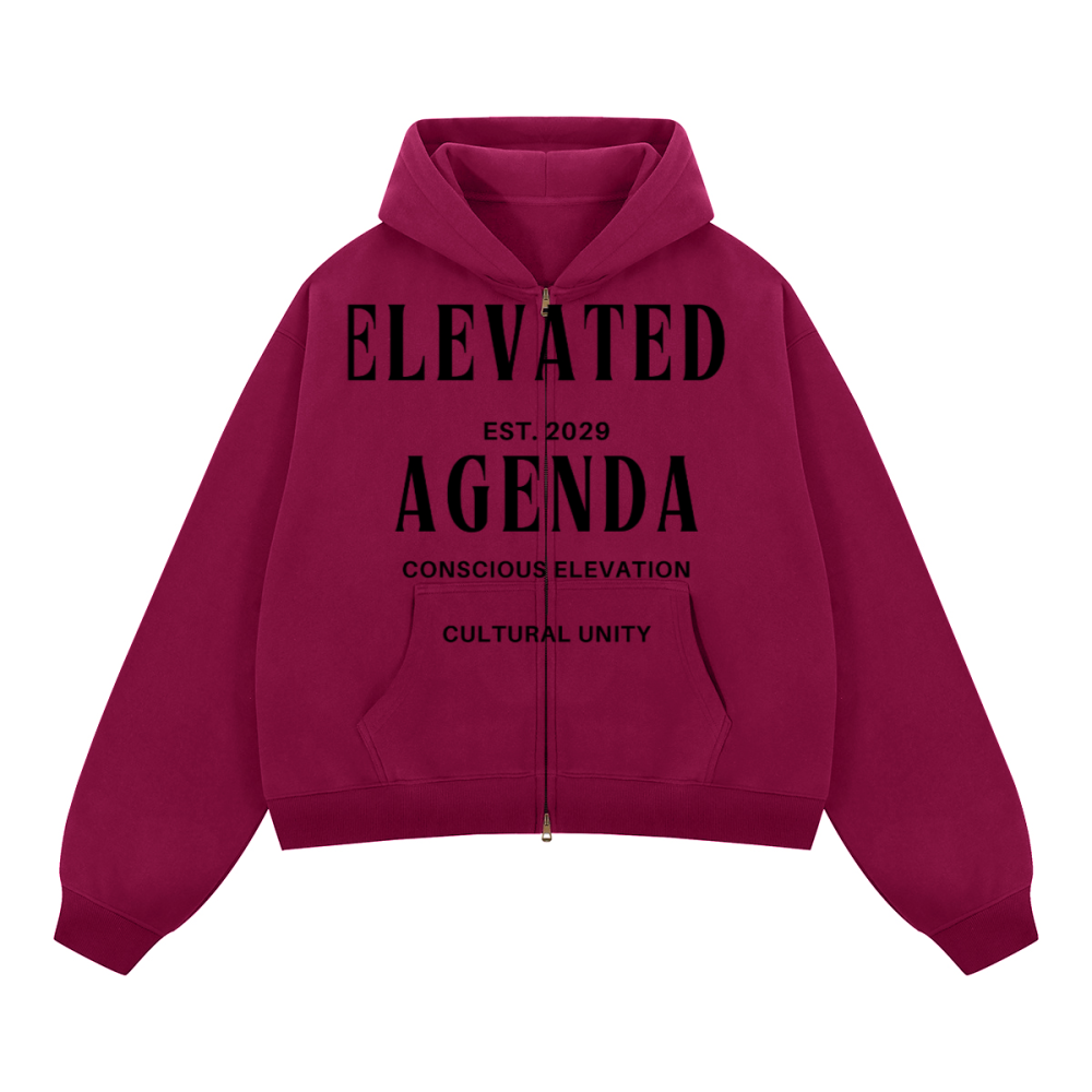 Unisex Boxy Cropped Fleece Zip-up Hoodie(380GSM)