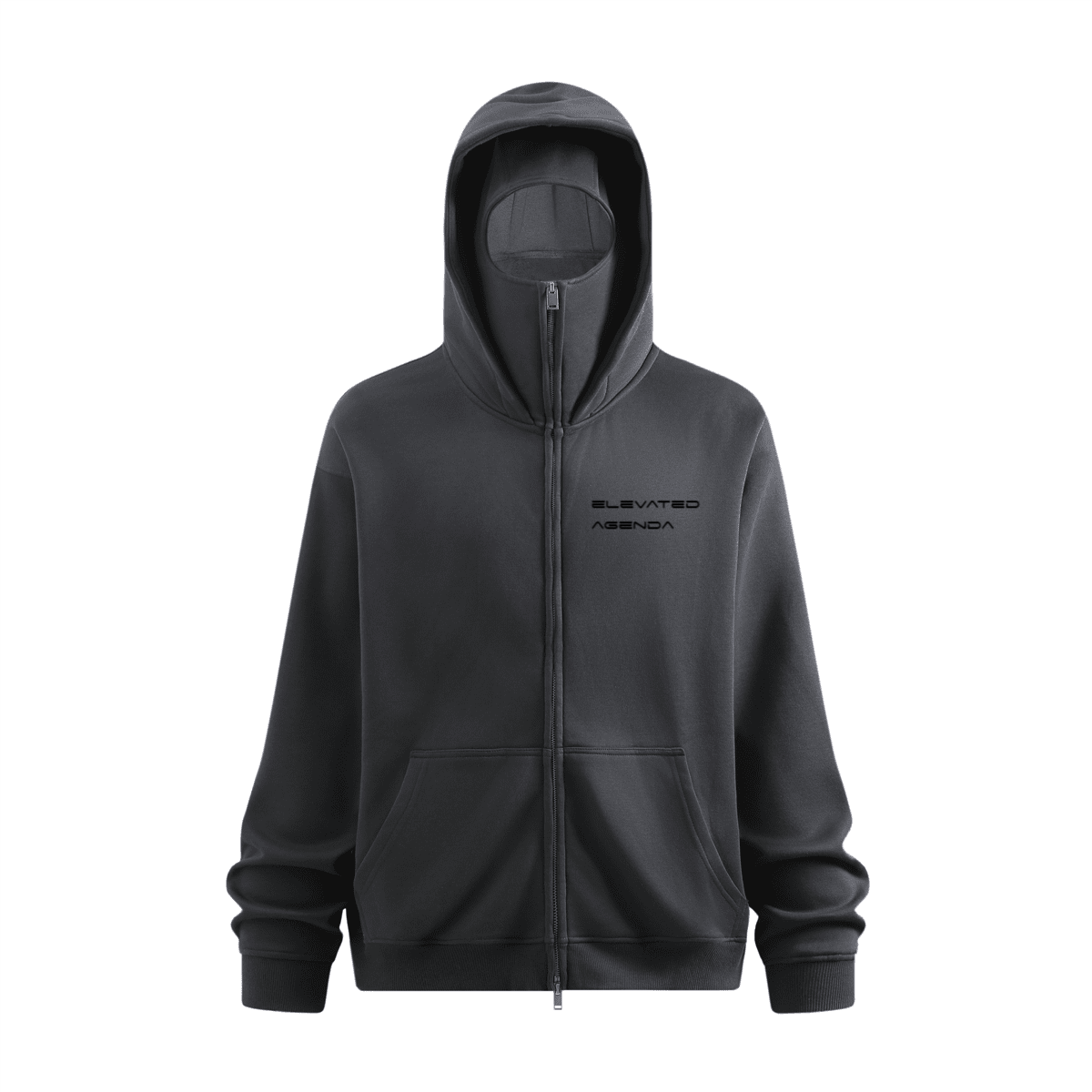 Windproof Sports Zip-up Hoodie with Built-in Face Mask