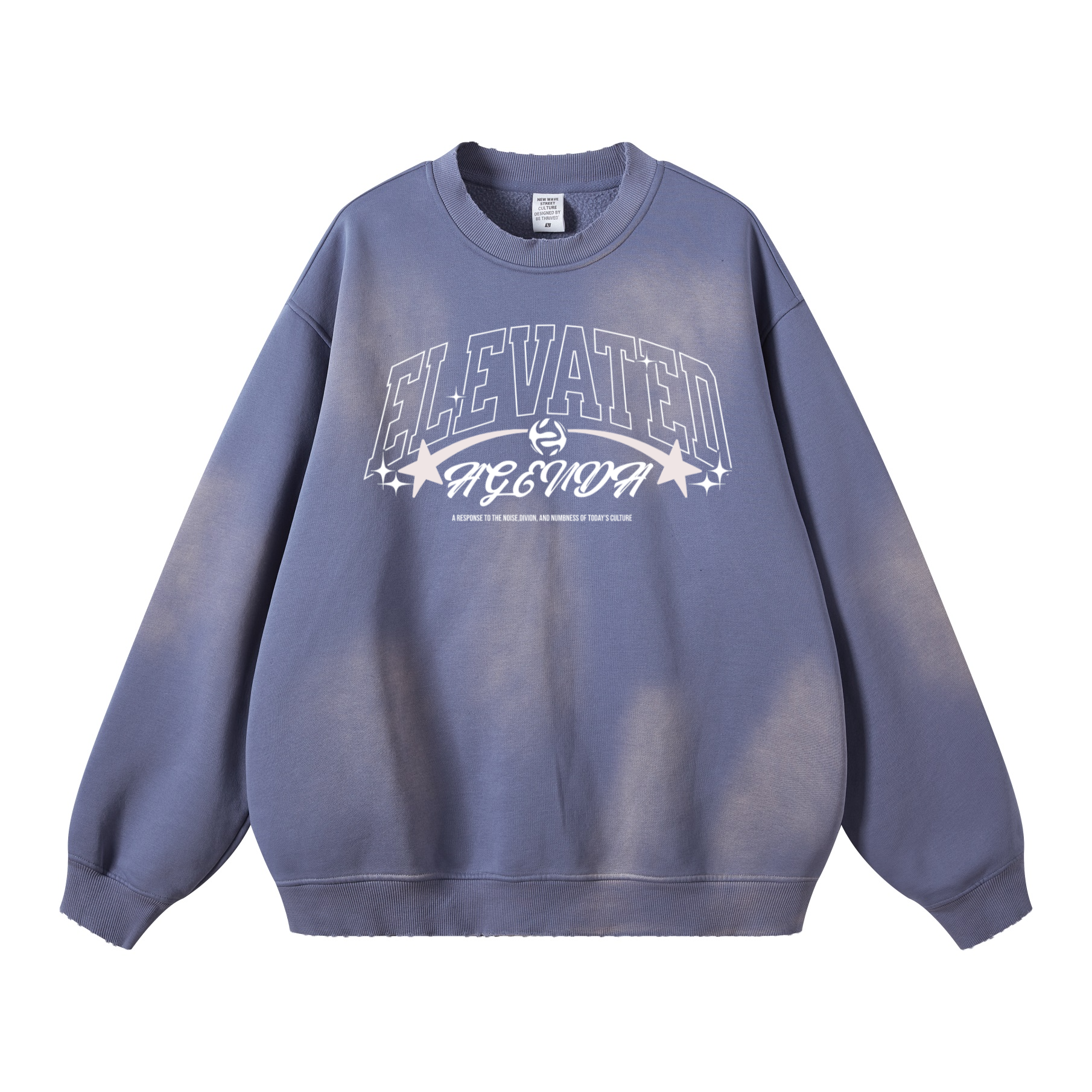 Round Neck Washed Distressed Ombre Heavyweight Sweatshirt(440GSM)
