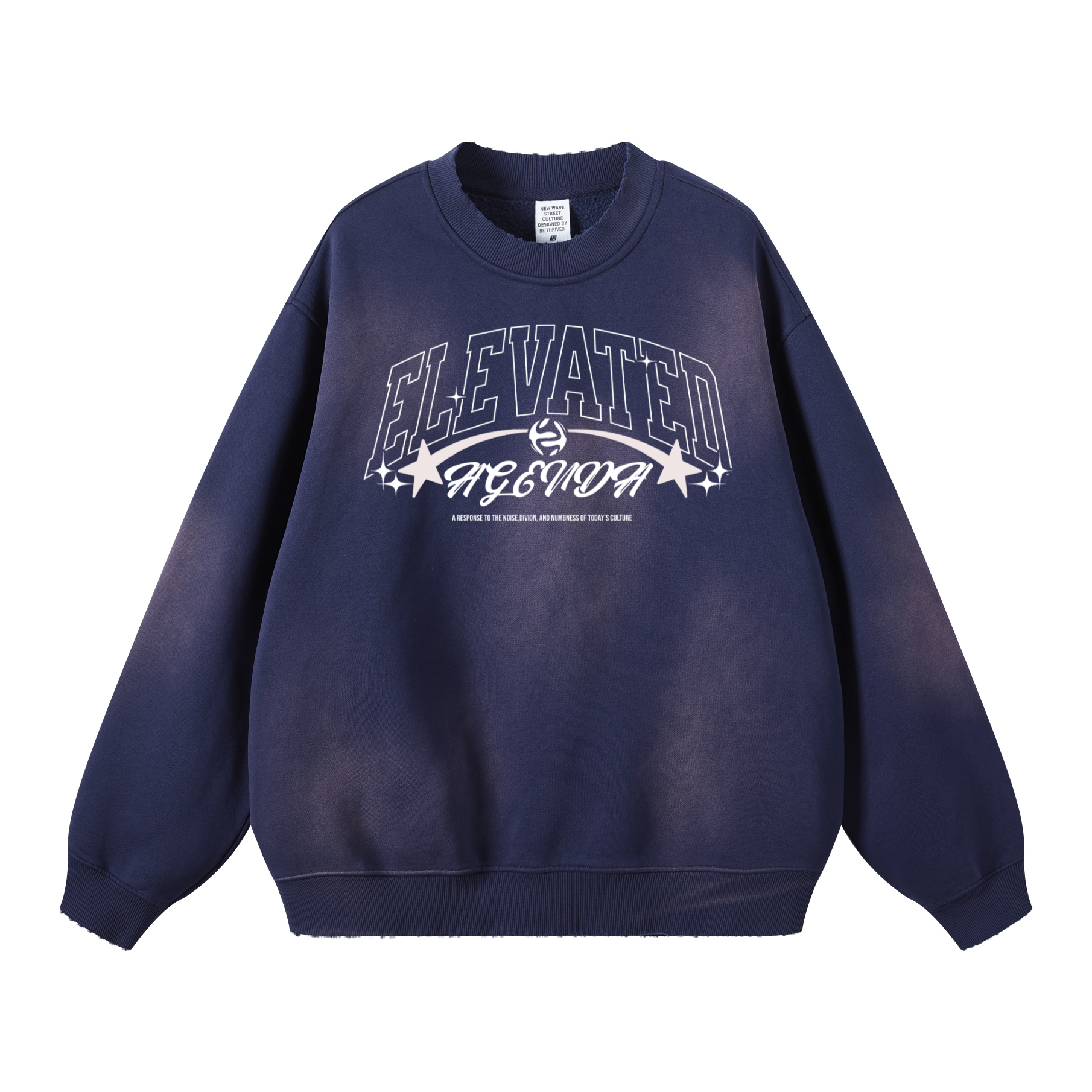 Round Neck Washed Distressed Ombre Heavyweight Sweatshirt(440GSM)