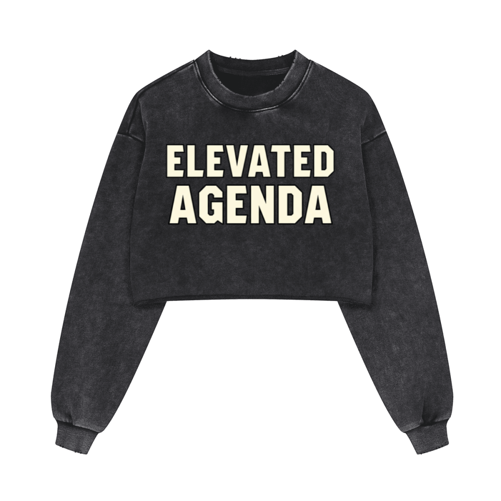 Washed Distressed Cropped Oversized Sweatshirt（380GSM） - Elevated Agenda Washed Distressed Cropped Oversized Sweatshirt（380GSM）Washed Distressed Cropped Oversized Sweatshirt（380GSM） Black S