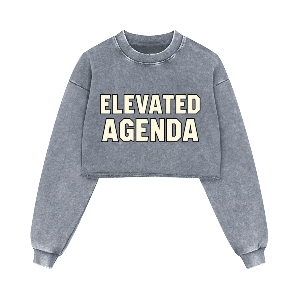 Washed Distressed Cropped Oversized Sweatshirt（380GSM） - Elevated Agenda Washed Distressed Cropped Oversized Sweatshirt（380GSM）Washed Distressed Cropped Oversized Sweatshirt（380GSM） Gray S