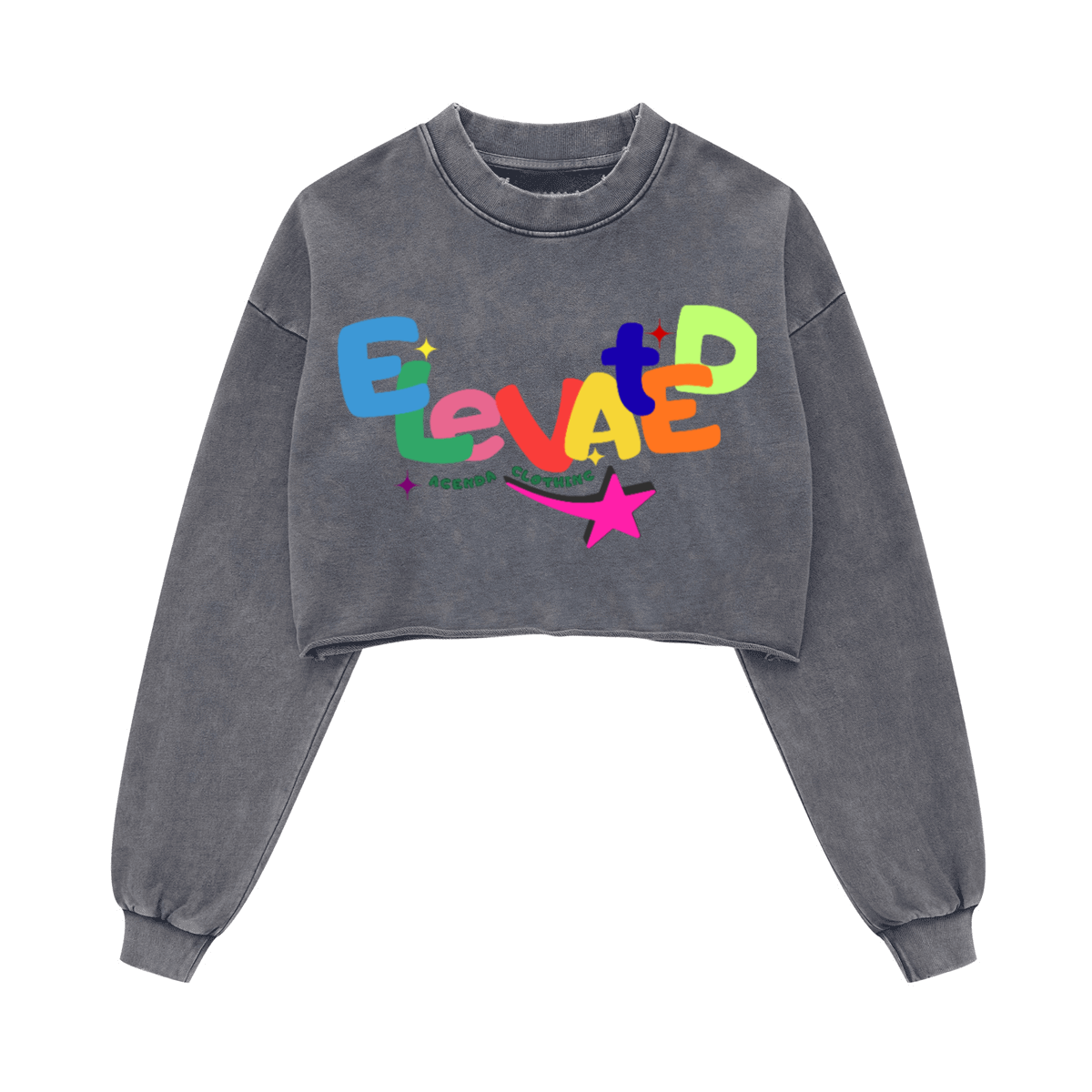 THE SHE FLY Cropped Crew （380GSM） - Elevated Agenda THE SHE FLY Cropped Crew （380GSM）Washed Raw-Edge Cropped Crewneck Long-Sleeve T-Shirt（380GSM） Americano S