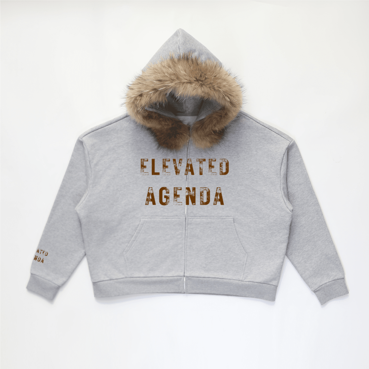Unisex Fur - Trim Zip - Up Hoodie（400GSM） - Elevated Agenda Unisex Fur - Trim Zip - Up Hoodie（400GSM）Unisex Fur-Trim Zip-Up Hoodie（400GSM） Gray XS