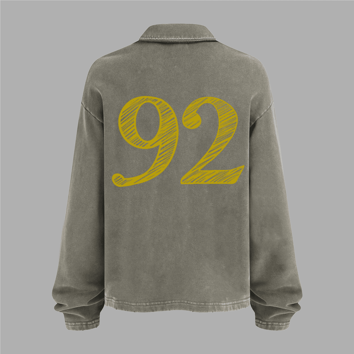 Unisex Washed Distressed French Terry Collared Oversized Long - Sleeve（380GSM） - Elevated AgendaUnisex Washed Distressed French Terry Collared Oversized Long - Sleeve（380GSM）Unisex Washed Distressed French Terry Collared Oversized Long-Sleeve（400GSM） Khaki Green S