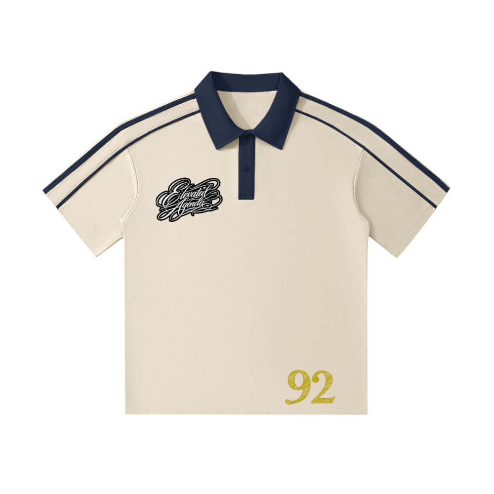 Unisex Contrast Collar Short - Sleeve Polo Shirt（240GSM） - Elevated AgendaUnisex Contrast Collar Short - Sleeve Polo Shirt（240GSM）Unisex Contrast Collar Short-Sleeve Polo Shirt（240GSM） Ecru/Navy Blue S