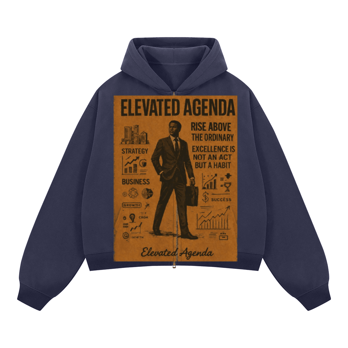 Unisex Heavyweight Boxy Cropped Fleece Zip - Up Hoodie (380GSM) - Elevated AgendaUnisex Heavyweight Boxy Cropped Fleece Zip - Up Hoodie (380GSM)Unisex Boxy Cropped Fleece Hoodie(380GSM) Navy Blue S