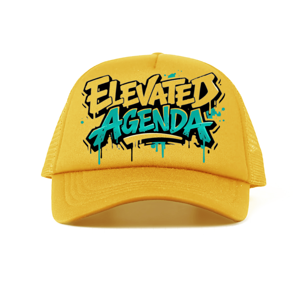 Elevated spray ground Foam Trucker Hat with Mesh Panels - Elevated AgendaElevated spray ground Foam Trucker Hat with Mesh PanelsFoam Trucker Hat with Mesh Panels Dark Yellow