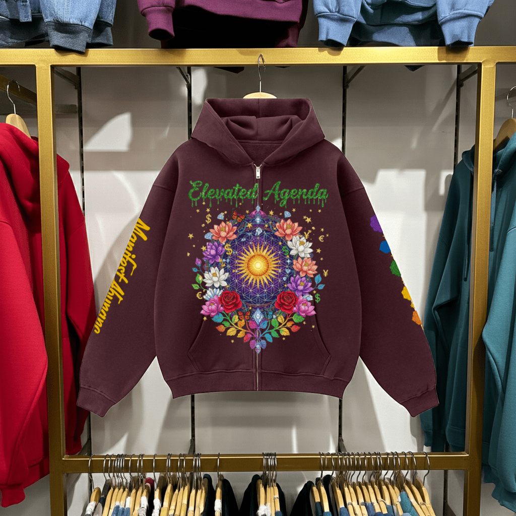 THE ASCENT ABUNDANCE HOODIE (380GSM) - Elevated Agenda THE ASCENT ABUNDANCE HOODIE (380GSM)Unisex Fleece Zip-up Oversized Hoodie(380GSM) Burgundy S